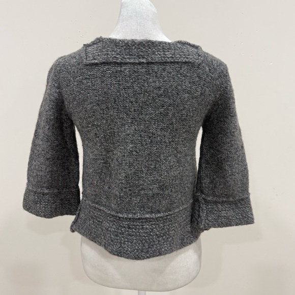 Free People Sweater Womens Gray 3/4 Sleeve Crop Preppy Academia Wool Blend M - Picture 3 of 7